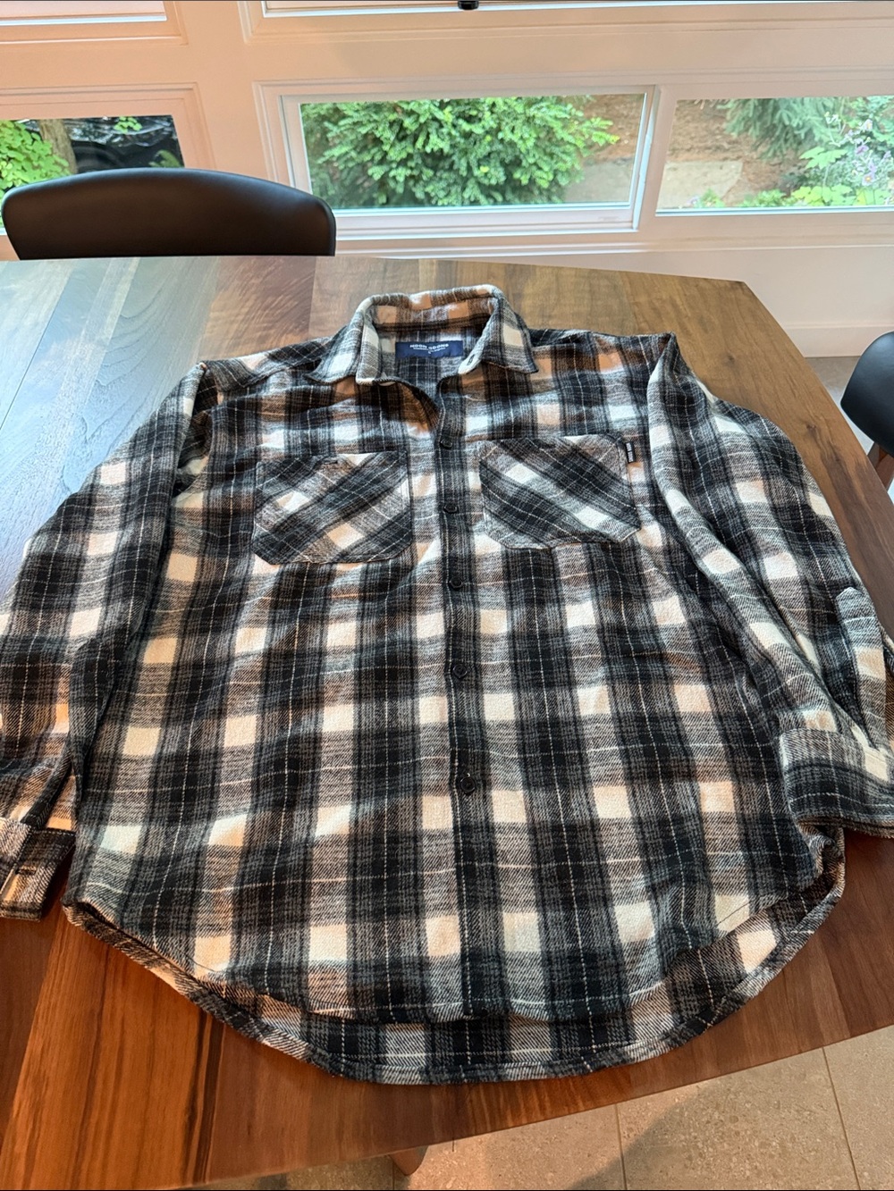 Noon Goons Mens Throw It Over Shirt Black & White Plaid Flannel Shirt
